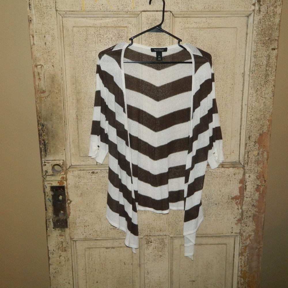 WHBM White House Black Market Striped Cardigan Semi Sheer Size XL (FF-21)